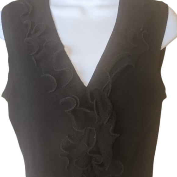 Black Sleeveless Sweater with Vertical Frill Size XL - Picture 3 of 5